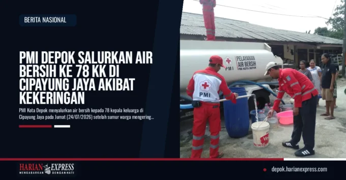 PMI Depok Salurkan Air Bersih ke 78 KK di Cipayung Jaya Akibat Kekeringan