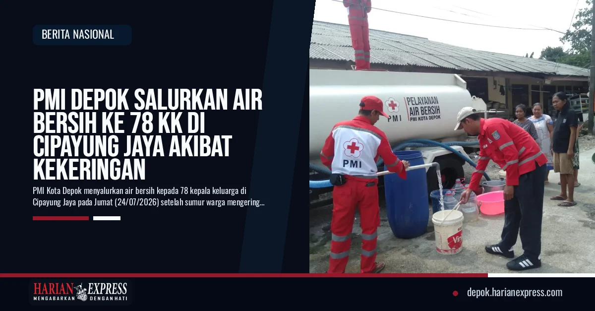PMI Depok Salurkan Air Bersih ke 78 KK di Cipayung Jaya Akibat Kekeringan
