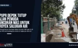 DPUPR Depok Tutup Jalan Pemuda Pancoran Mas untuk Proyek Saluran Air