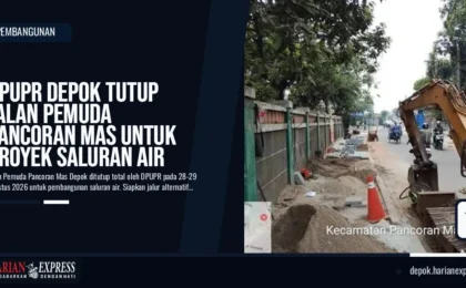 DPUPR Depok Tutup Jalan Pemuda Pancoran Mas untuk Proyek Saluran Air