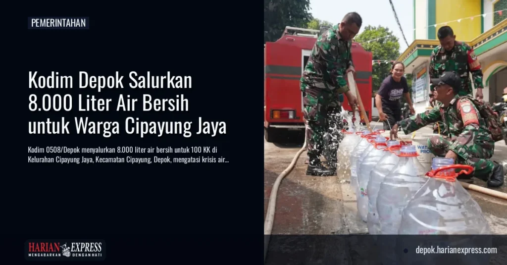 Kodim Depok Salurkan 8.000 Liter Air Bersih untuk Warga Cipayung Jaya
