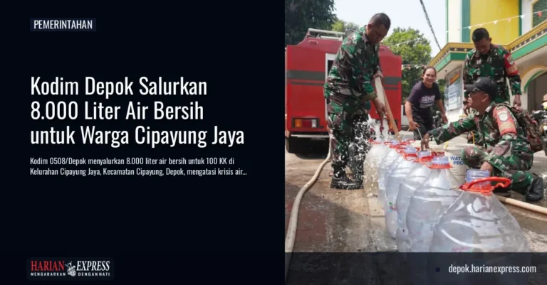 Kodim Depok Salurkan 8.000 Liter Air Bersih untuk Warga Cipayung Jaya
