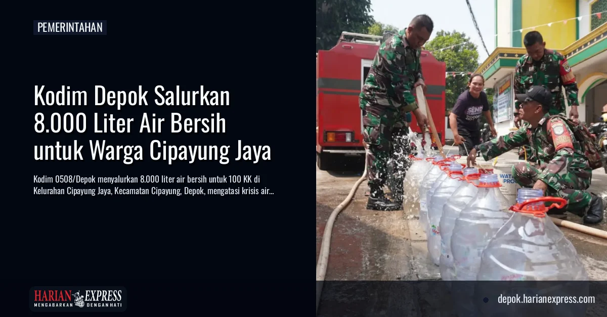 Kodim Depok Salurkan 8.000 Liter Air Bersih untuk Warga Cipayung Jaya